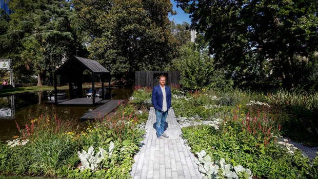 Ian Barker in his winning entry  Reflection at the Melbourne International Flower and Garden show 2016. 