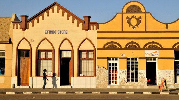 The old colonial facades in Backer Street, Swakopmund.