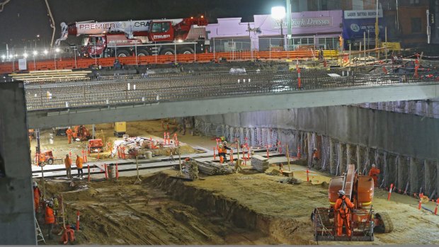 Construction work at Ormond railway station. 