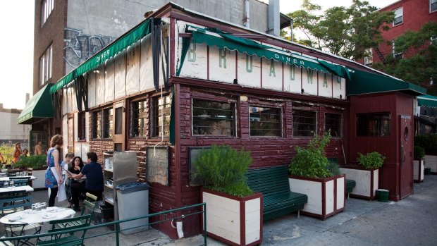 Diner restaurant on corner of Berry Street and Broadway. Williamsburg, Brooklyn.