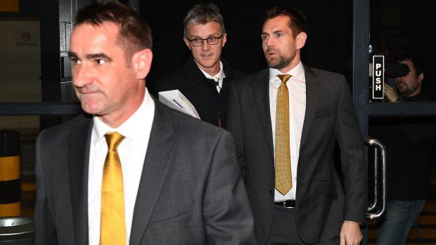 Luke Hodge and his team arrive at the tribunal last year. By and large, clubs approve of the system.