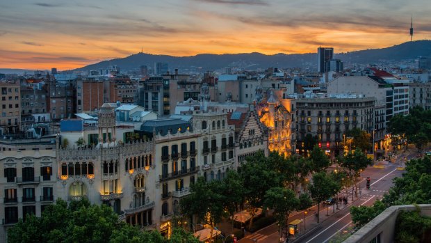 A sunset view of Barcelona, one of the world's most vibrant and avant-garde cities.