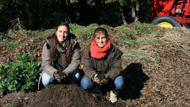 Sustainable-agriculture students Eva Tournaire and Clemence Medeville from France.