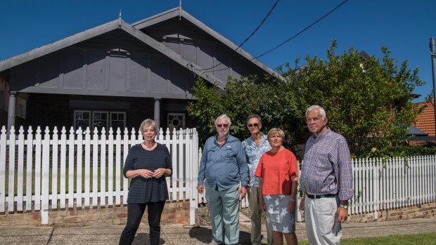 Merri Southwood (second from right) with other residents concerned about the prospect of houses being demolished in St Leonards South to make way for apartment towers.