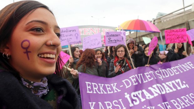 Stating case: Turkish women in Ankara march against violence, discrimination and the Islamic State militants active in neighbouring Syria and Iraq. 
