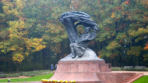 The Chopin statue in Royal Baths Park, Warsaw.