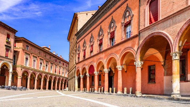 San Stefano square in red Bolognese city.