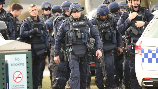 Victoria Police Special Operations outside the Metropolitan Remand Centre in Ravenhall last month.