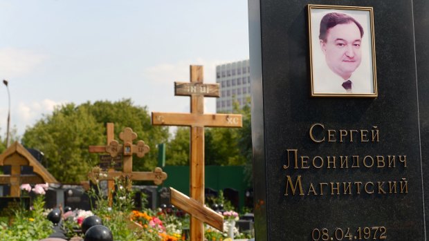The grave of Sergei Magnitsky, the Russian lawyer who died in prison allegedly from lack of medical attention. Rinat Akhmetshin has often promoted causes that benefited Russian President Vladimir Putin and his allies, including a lobbying campaign to amend the Magnitsky Act.