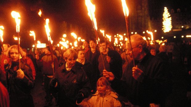 Crowd With Torches, Hogmanay, Edinburgh.