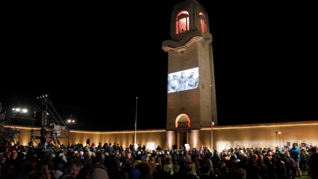 Thousands gather at the Australian National Memorial near Villers-Bretonneux.