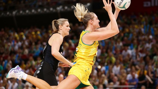 Standout performer: Caitlin Bassett in action against the Silver Ferns last week.