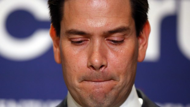 Republican presidential candidate Senator Marco Rubio at a rally in Miami on Tuesday. 