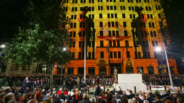 The ceremony at The Anzac Day dawn service in Sydney's Martin Place.