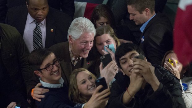 Bill Clinton, former US President and husband of Hillary Clinton, former Secretary of State and 2016 Democratic presidential candidate, after speaking at a campaign rally in New Hampshire on Monday.
