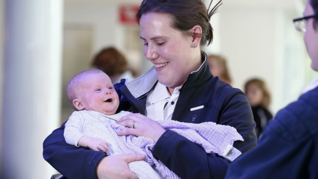 Liberal MP Kelly O'Dwyer with her daughter Olivia.