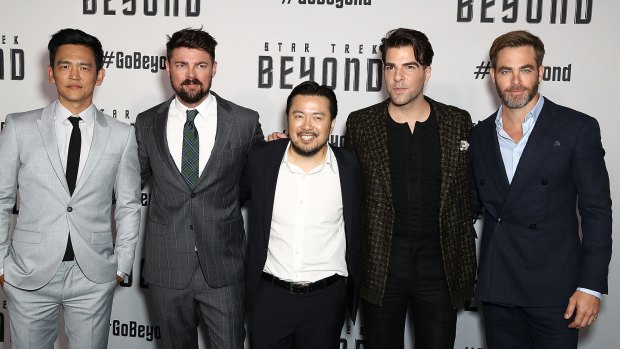John Cho, Karl Urban, director Justin Lin, Zachary Quinto and Chris Pine arrive ahead of the <i>Star Trek Beyond</i> Australian Premiere in Sydney.