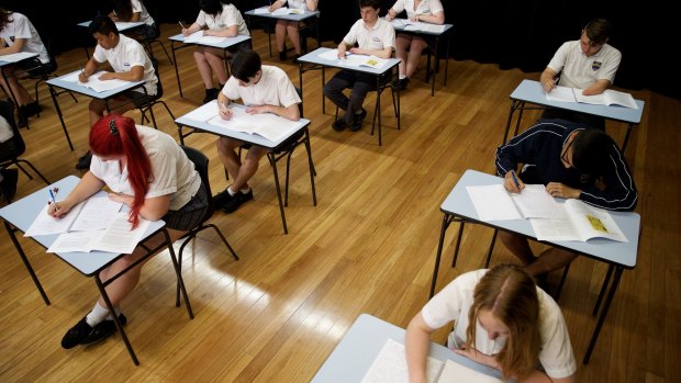 HSC students sit their exams in 2015.