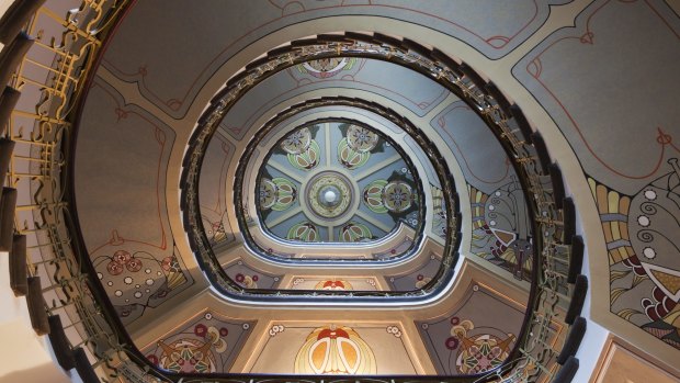 An impressive staircase in an Art Nouveau building in Riga.