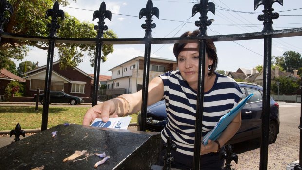 Popular: Jodi McKay hits the letterboxes of Strathfield on Sunday. 