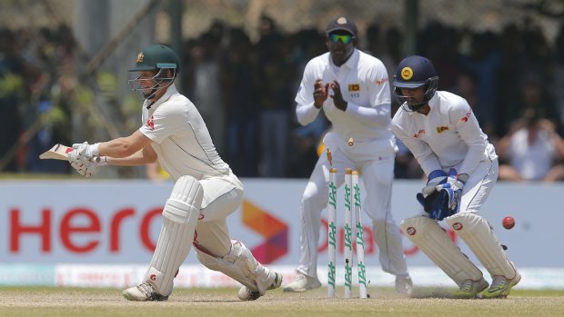 Australia's Adam Voges is bowled against Sri Lanka.