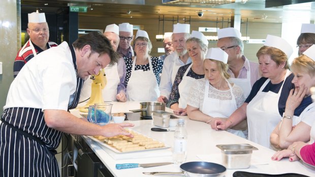 UK celebrity chef James Martin takes a Viking Star cooking session.