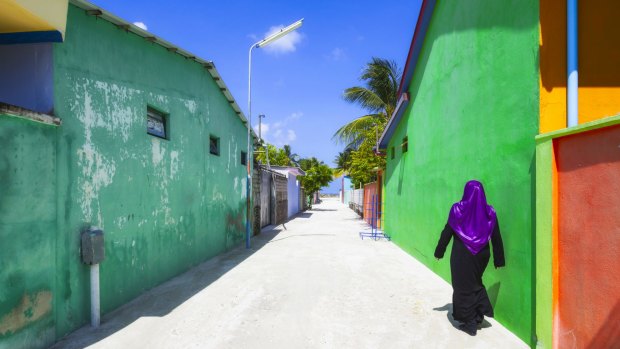 Colourful buildings in Male.
