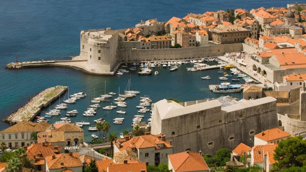 Dubrovnik old town and marina.