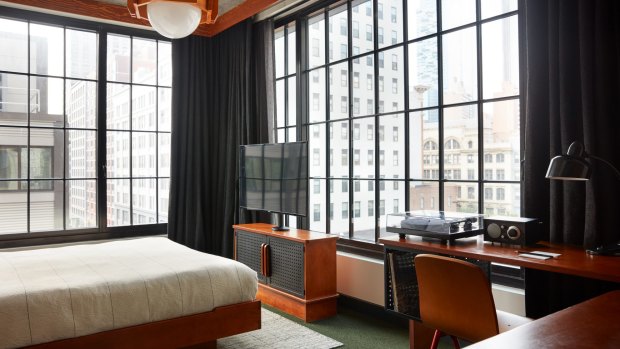 Ace Hotel Brooklyn's rooms are unusually spacious with panoramic urban vistas and retro touches.