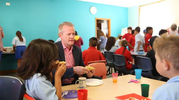 Pasi Sahlberg, seen visiting Walgett Primary School in 2016, puts Finland's PISA success down to its adoption of progressive, child-centred pedagogies.