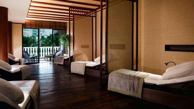 The spa relaxation lounge at The Peninsula Bangkok.