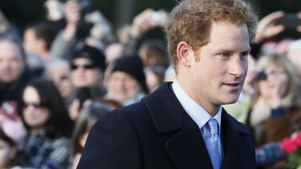 Britain's Prince Harry leaves a Christmas Day church service.