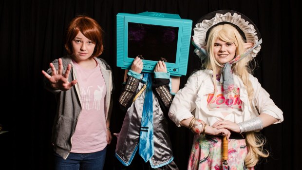 Dressed to impress: Sienna McGrath as Max from Life is Strange, Eve Appleby as Hatsune Miku, and Lewis Turner as Taako from Adventure Zone. 