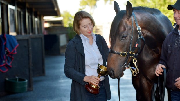 Gai Waterhouse and strapper Des Fisher with Fiorente.