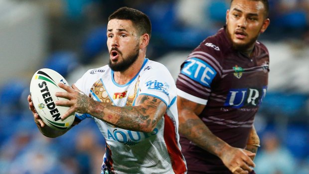 Nathan Peats of the Titans in action during the round 11 NRL match between the Gold Coast Titans and the Manly Sea Eagles at Cbus Super Stadium.