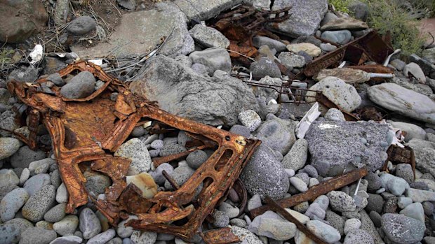 Debris on Jamaique beach in Saint-Denis, Reunion Island.