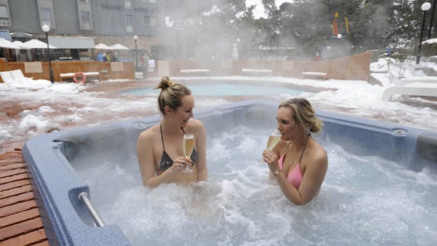 In the spa at the Thredbo Alpine Hotel.