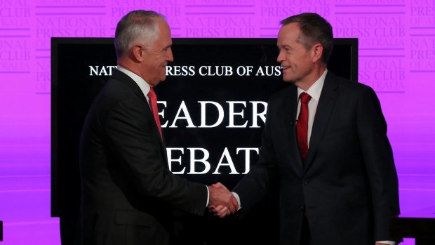 Prime Minister Malcolm Turnbull and Opposition Leader Bill Shorten at the National Press Club.