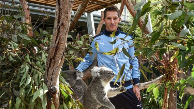 Down Under: Sydney FC's international marquee Filip Holosko at Taronga Zoo.