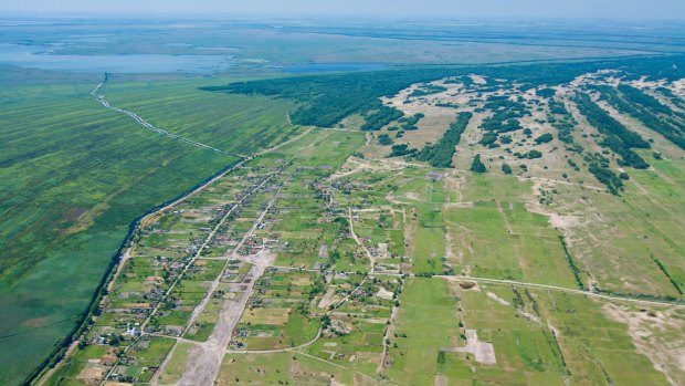 An aerial view of the village of Letea.