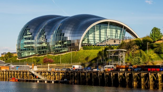The Norman Foster-designed Sage Gateshead, a striking concert hall on the banks of the River Tyne.