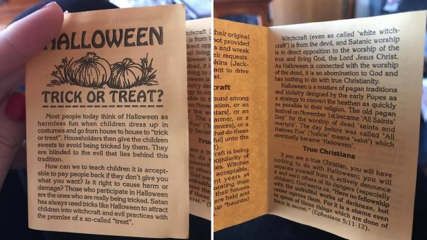 The anti-Halloween pamphlet.