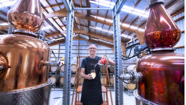 Cameron McKenzie, one of three owners of Four Pillars, in the company's distillery in Healesville.