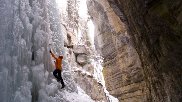 The narrows of Maligne Canyon in Jasper National Park.