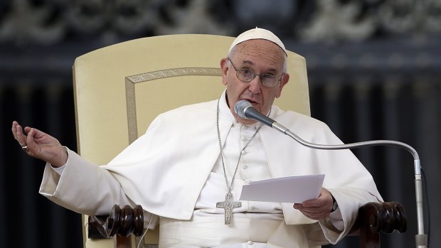 Pope Francis delivers his blessing in St Peter's Square on Wednesday.