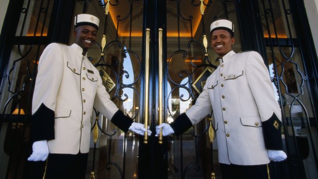 Doormen at a hotel in Addis Ababa, Ethiopia. One reader compares service in rural NSW and Queensland unfavorably with Ethiopia and Uganda.