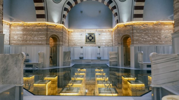 You pass through a hammam's three interconnected rooms  in sequence. 