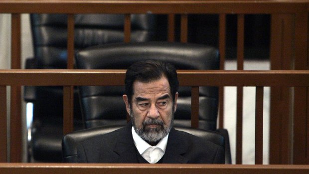 Baghdad, November 2006: Saddam Hussein in court during his trial for genocide against Kurds.