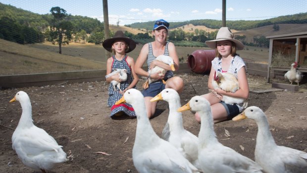 Rachel McGlashon with daughters Bronte and Bella.