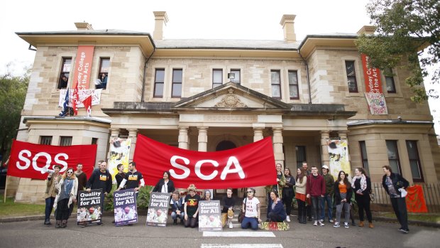'Save SCA' campaigners protest against planned job cuts at the Sydney College of the Arts.